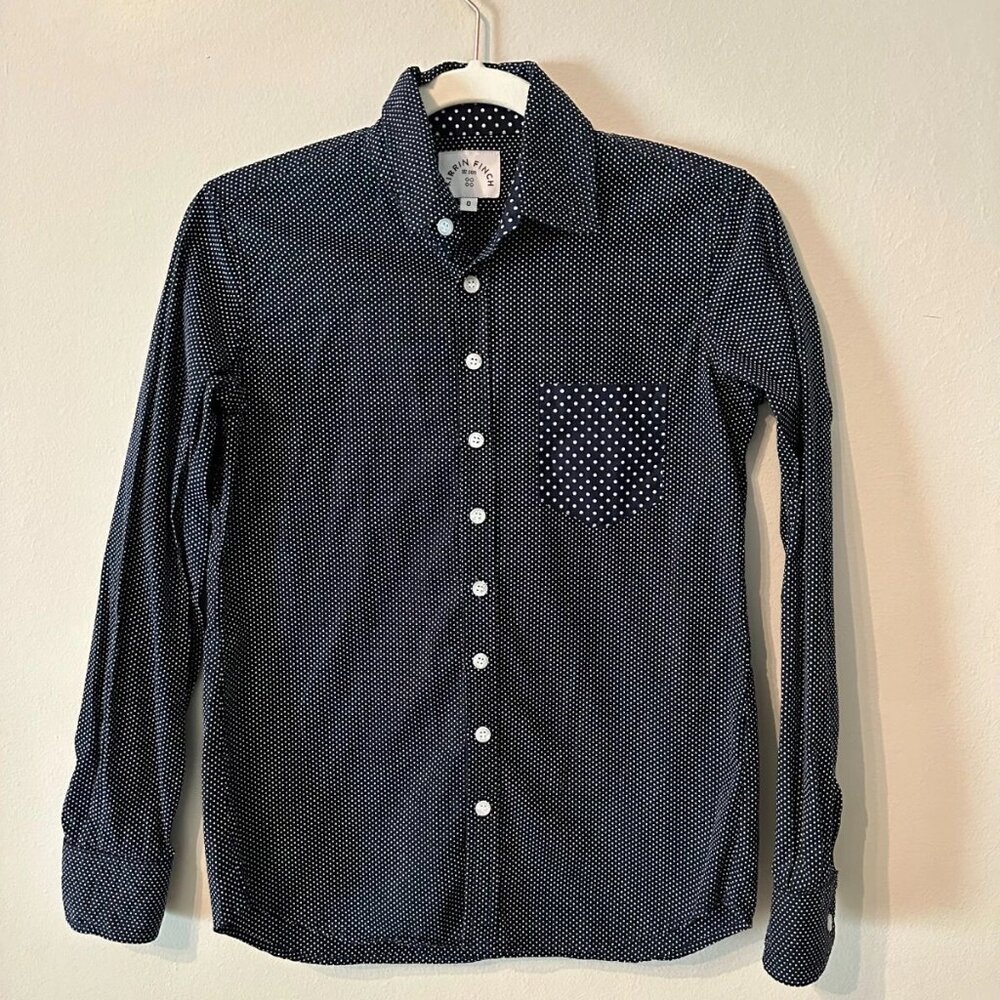 Kirrin Finch Long Sleeve Blue Polka Dot Button Up | Excellent condition